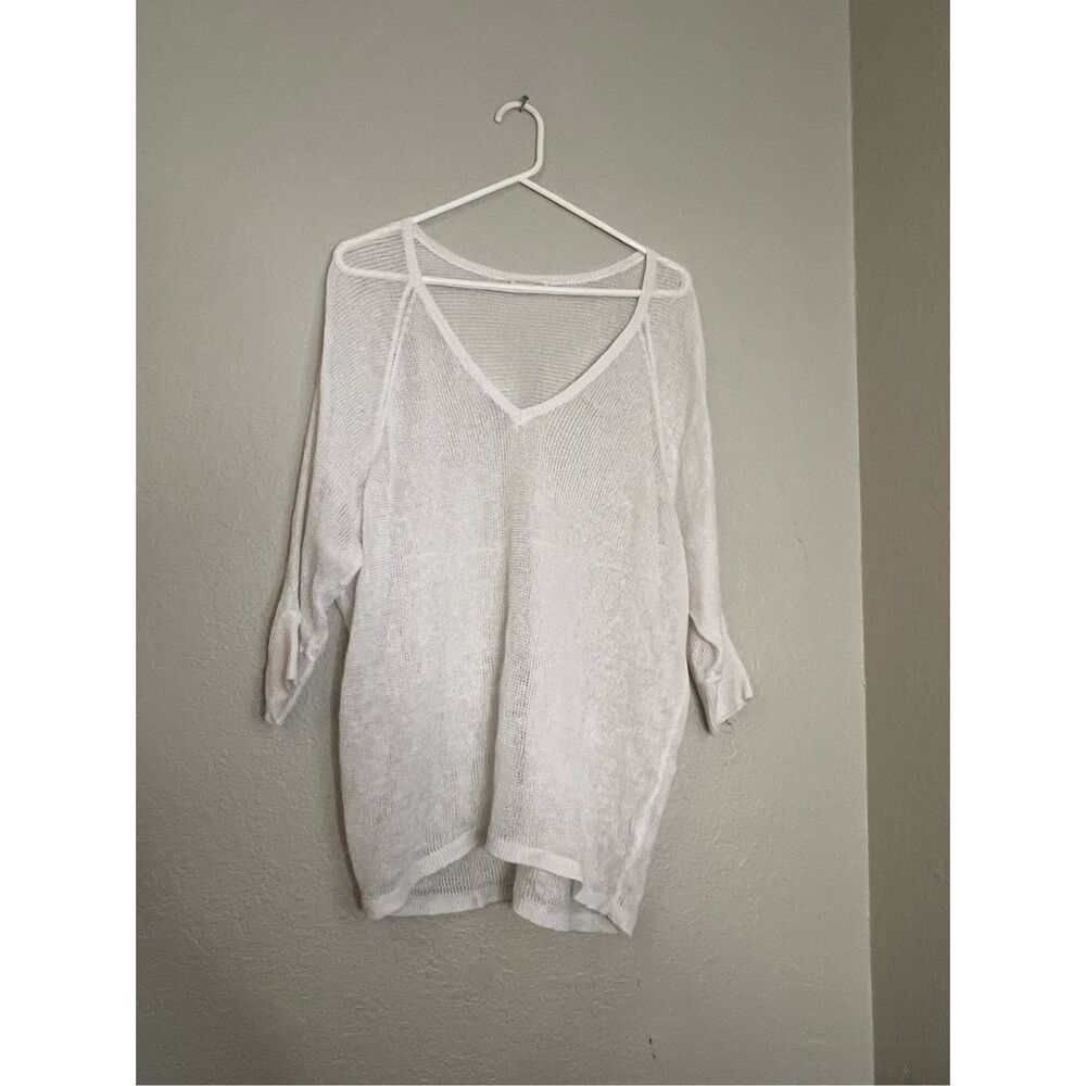 Eileen fisher linen fishnet‎ sweater S professional business